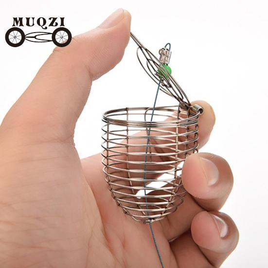 Fish Small Stainless Steel Wire Fish Bait Trap Basket Fishing Tackle Lure Cage