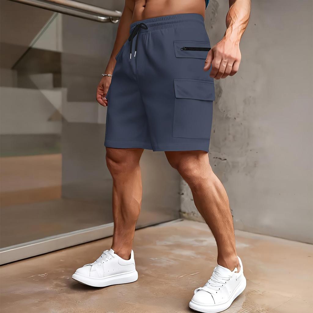 Cargo Shorts For Men Elastic Waist Hiking Work Shorts Outdoor Golf Jogger Running Shorts Zipper Pockets