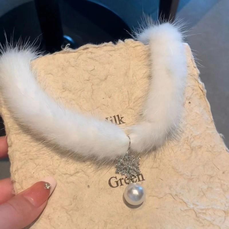 Christmas New Snowflake Pearl Choker Necklace Cute Winter Jewelry Women