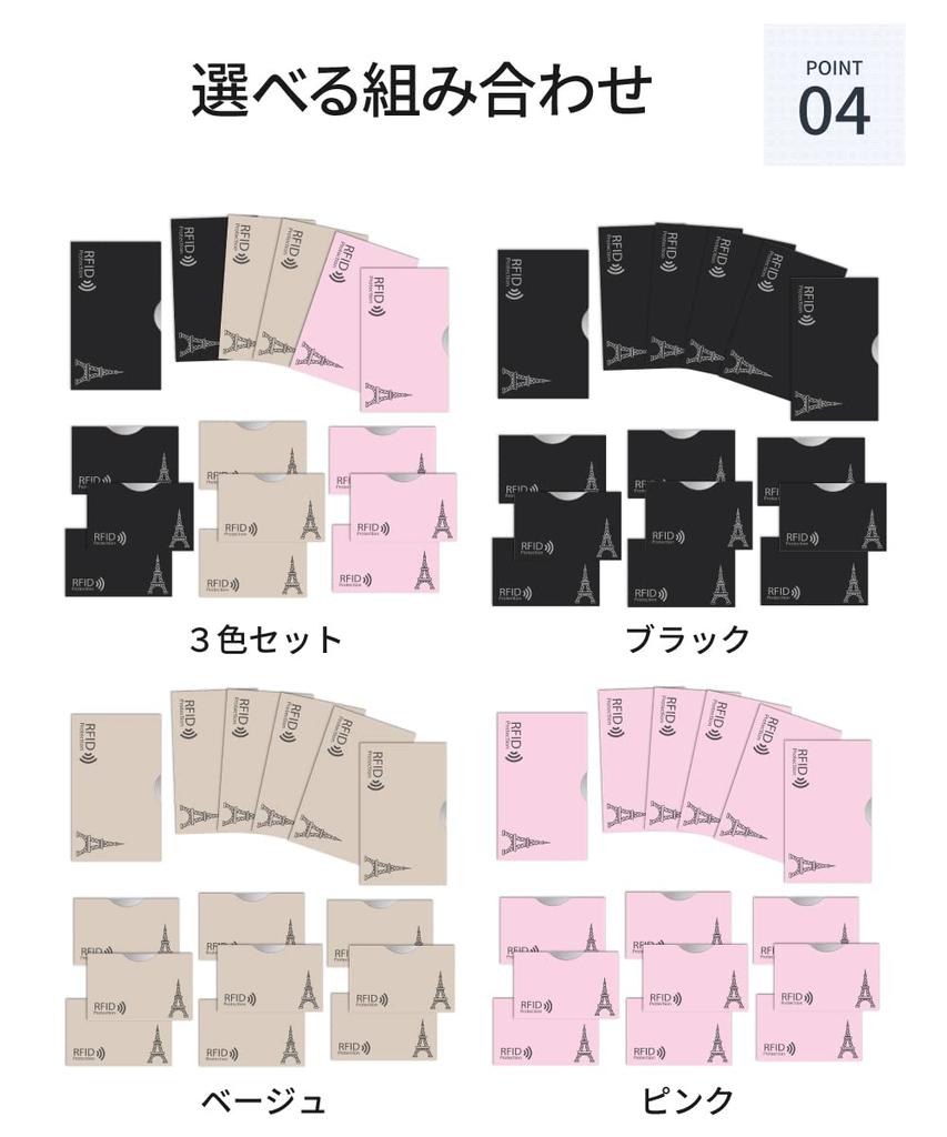 LOE Card Case RFID Magnetic Skimming Prevention Credit Number Card Passbook Size Pattern 3 Color [LOE] Card/My & (Eiffel Set)