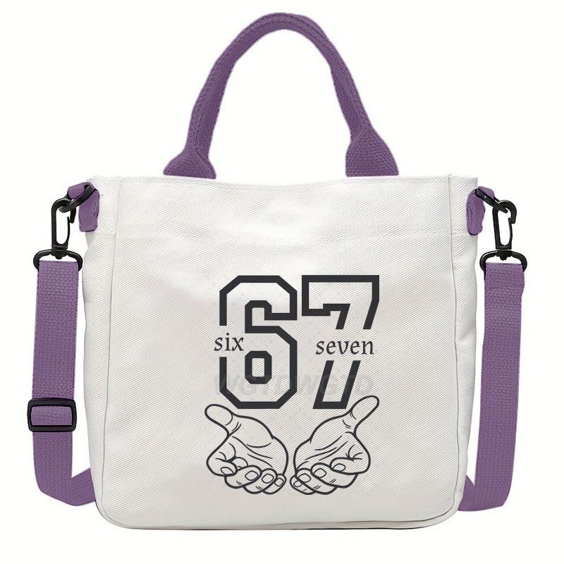 Steal a Brainrot 67 Printed Student Crossbody Bag Casual Canvas Shoulder Bags