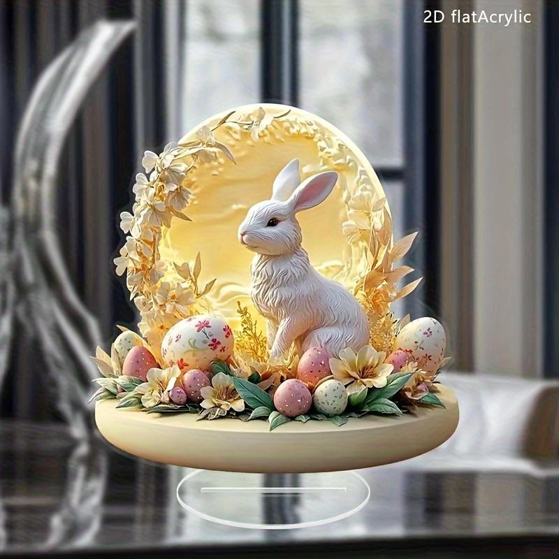 Acrylic Easter Bunny Decoration | Bohemian Style, Home and Bedroom Decor, Multipurpose Use, No Needed- Acrylic Desktop Ornament, Four Seasons