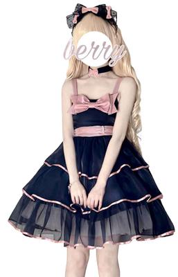 Lady Lazy Lolita One Piece JSK Sleeveless Knee Length Cosplay Costume American Pop [Lady Lazy] (Black)