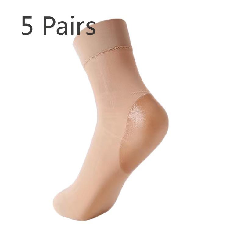 5 Pairs of Women's Medium Thickness Split Resistant Heel Socks