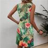 Women's fashionable casual floral print round neck sleeveless dress