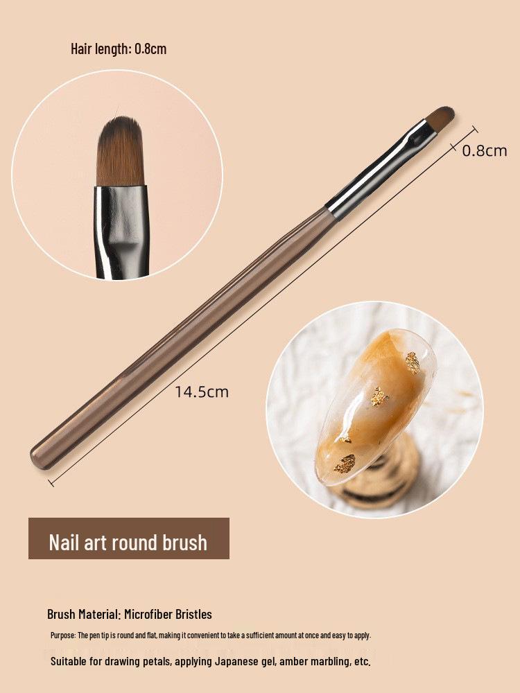 Japanese Coffee Color Acrylic Nail Art Brush Set: Light Therapy, French, and Sweeping Pens