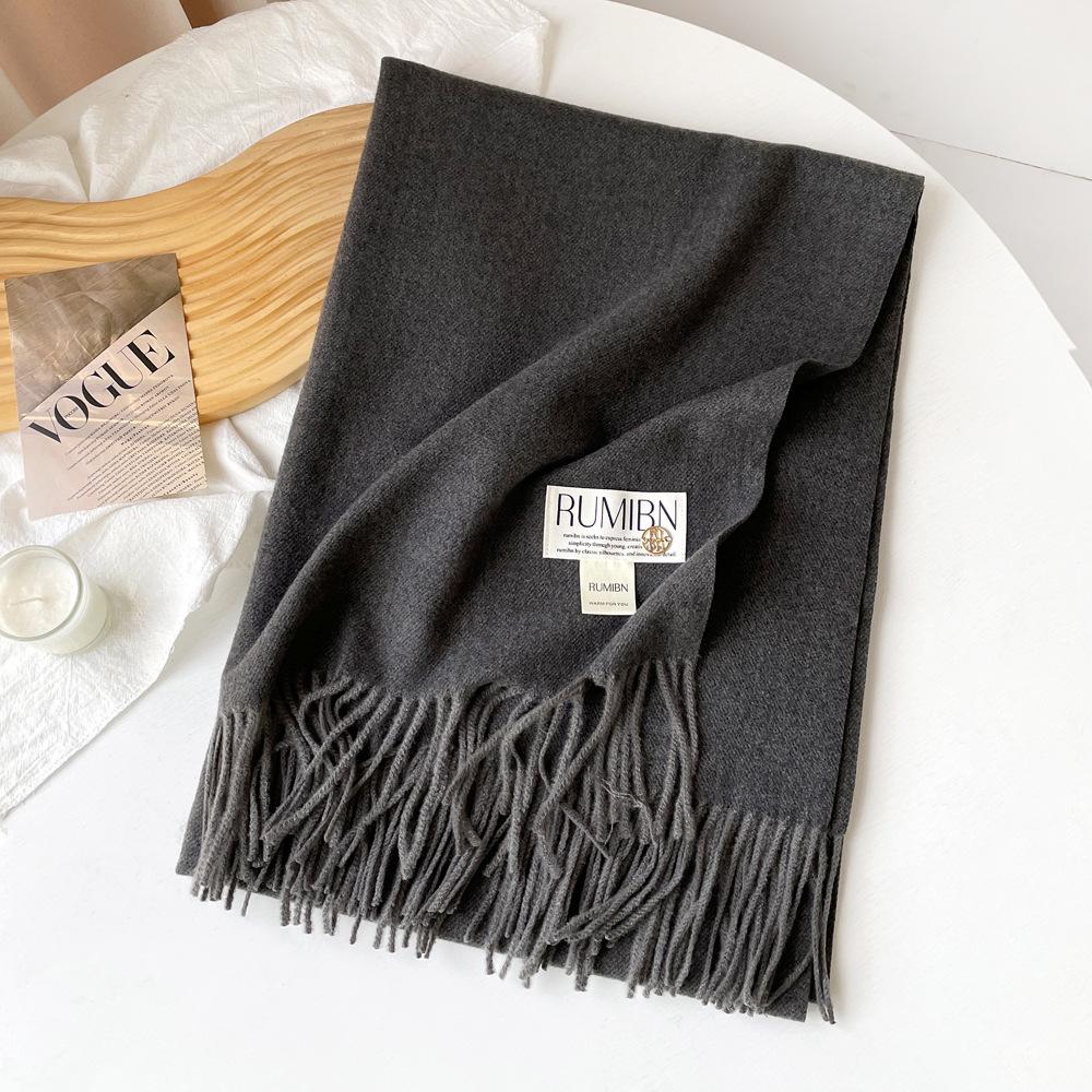 Solid color imitation cashmere scarf women's metal standard shawl women's high-grade relaxation camel-colored warm scarf