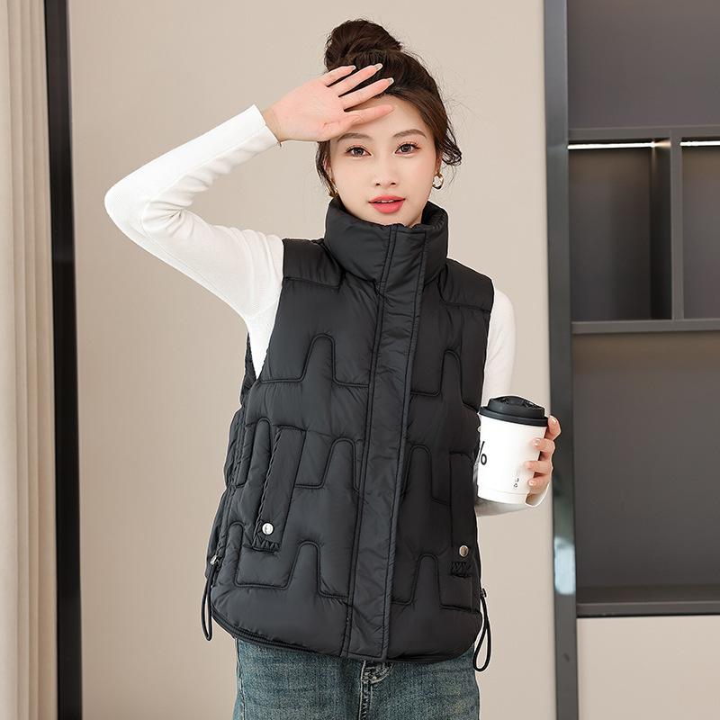Down cotton vest women's short autumn and winter new stand-up collar thickened cotton-padded clothes fashion vest vest vest jacket