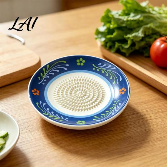 Ceramic Garlic Grater Ginger Grater 2-in-1 Manual Shredder Plate for Kitchen Cooking Flat Durable Gadget Base Easy-Clean Tool Fresh Fruit Puree And