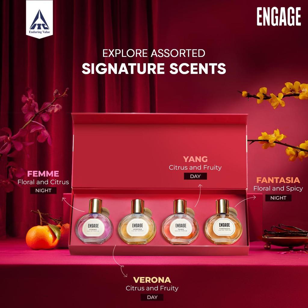 Engage Luxury Perfume Gift Pack for Women,  Travel Sized, Assorted Pack, Ideal Birthday Gift, 100ml (25ml X 4)