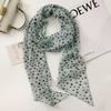 Korean Retro Black Polka Dot Silk Scarf - Y2K Rose Ribbon Bow Style