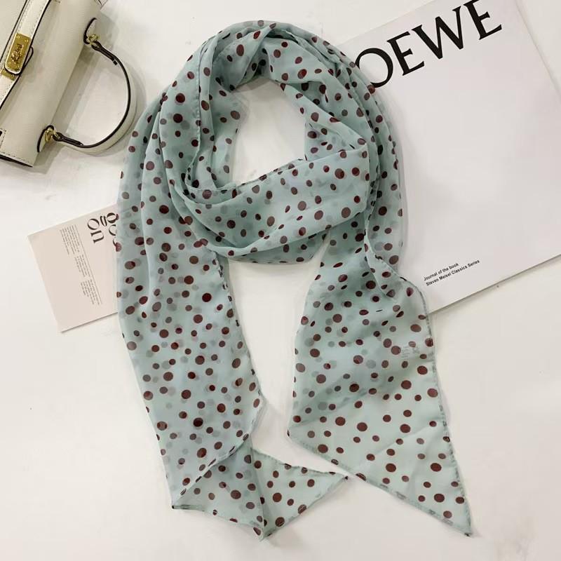 Korean Retro Black Polka Dot Silk Scarf - Y2K Rose Ribbon Bow Style