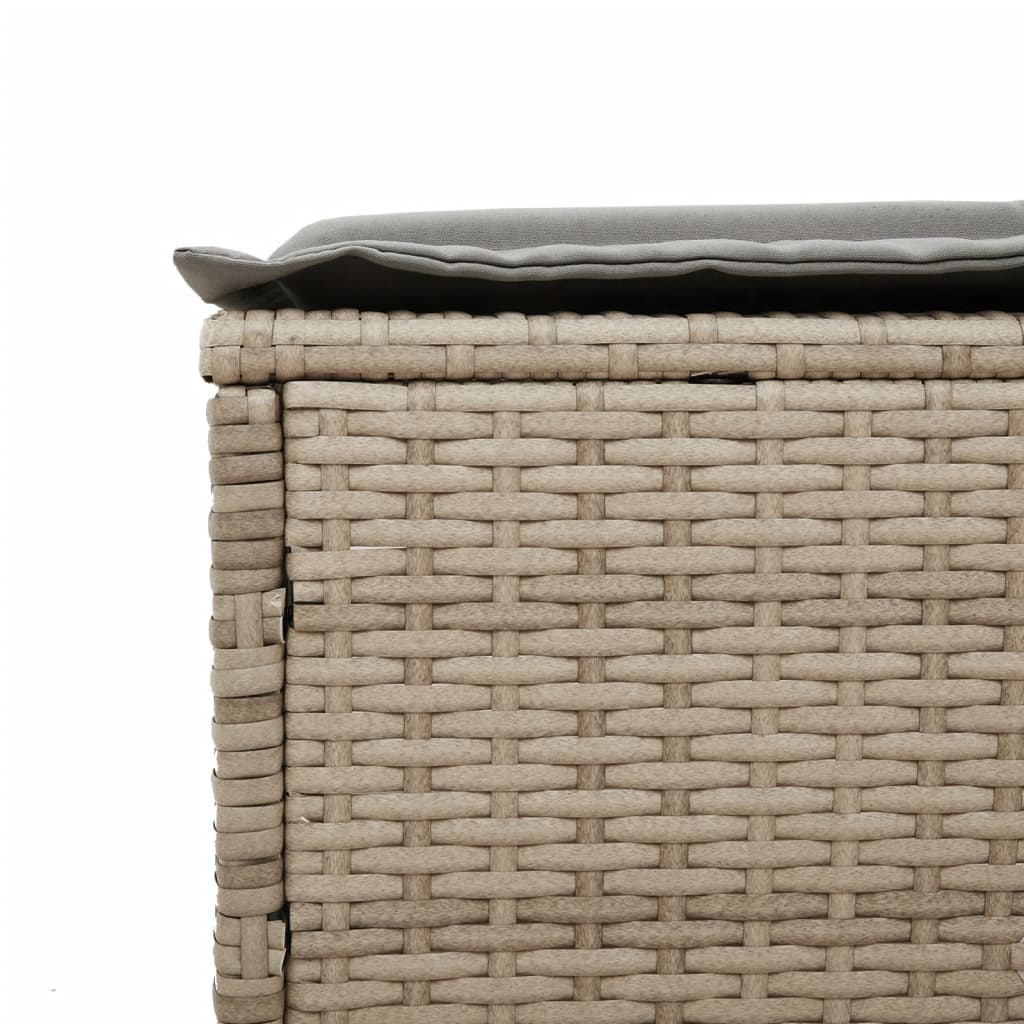Sun Lounger with Cushion Beige Poly Rattan