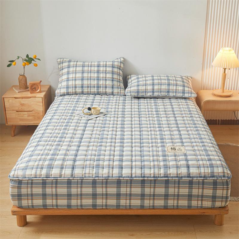 Small Fresh Style Warm Yarn-dyed Cotton Washed Cotton Bed Sheet Soy Quilted Bed Cover Simmons Protective Cover