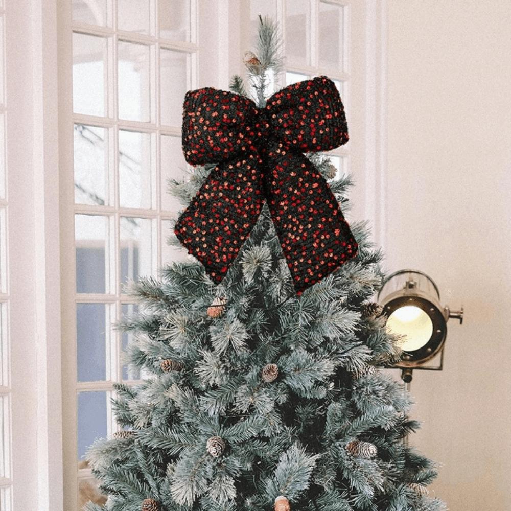 Sequin Bowknot Christmas Sparkling Bow Decor Celebration Indoor and Outdoor Holiday Glitter Bow Christmas Tree Decor