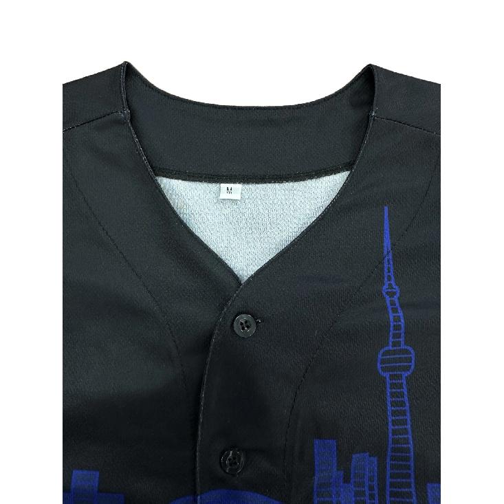 Maglia da Baseball da Uomo Ricamata Personalizzata con Nome e Numero Toronto Nero Scollo a V Manica Corta Personalizzata Bottoni Camicie Fai da Te