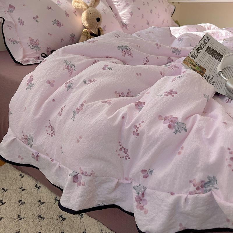 Summer Knitted Cotton Ruffle Summer Cool Quilt Machine Washable Pastel Air-Conditioning Student Dorm Thin Blanket