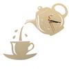 Diy Acrylic Coffee Cup Teapot 3D Wall Clock Decorative Kitchen Wall Clocks Decor