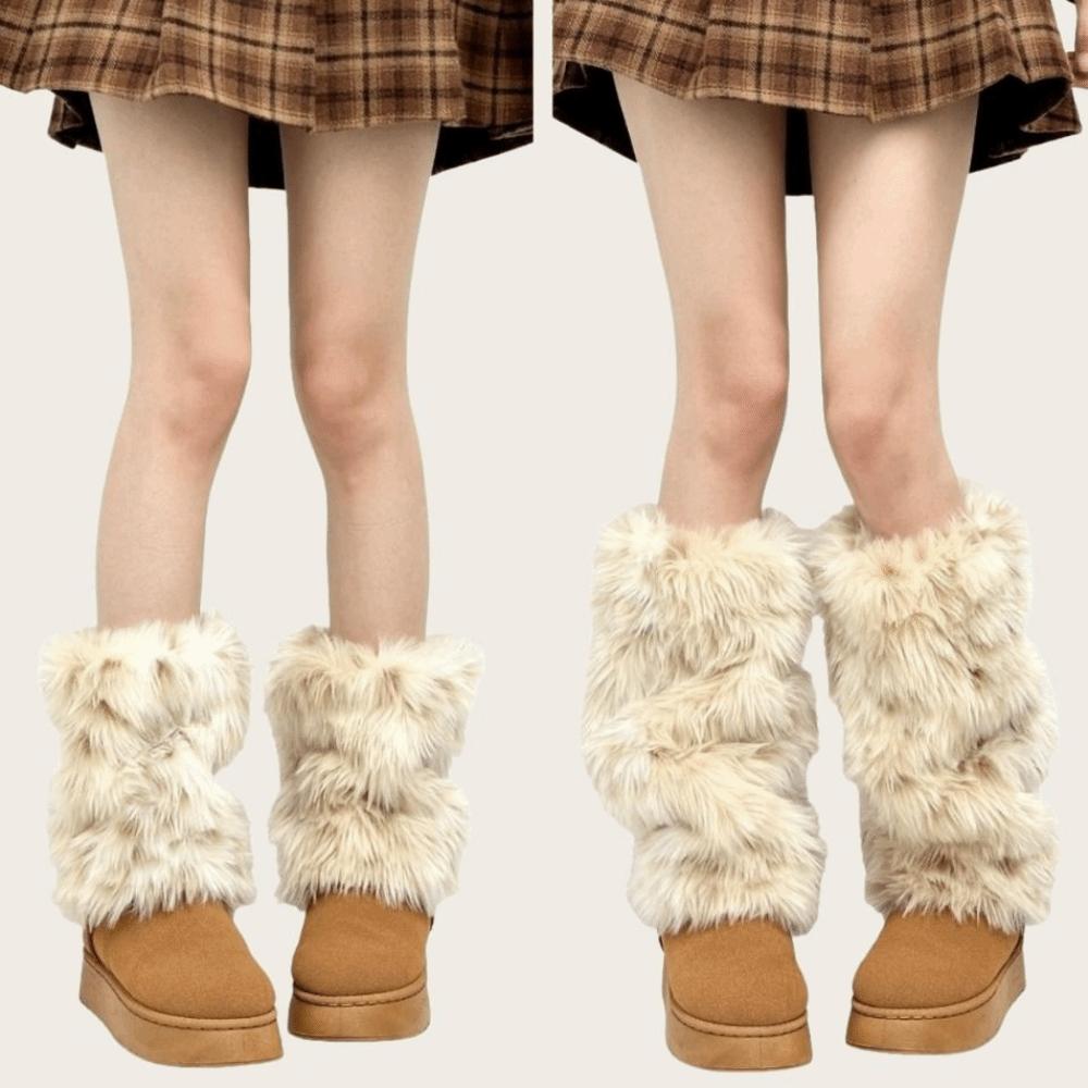Japanese Style Lolita Boots Cover Thickened Knee High Girls Socks Furry Leg Warmers Autumn/Winter