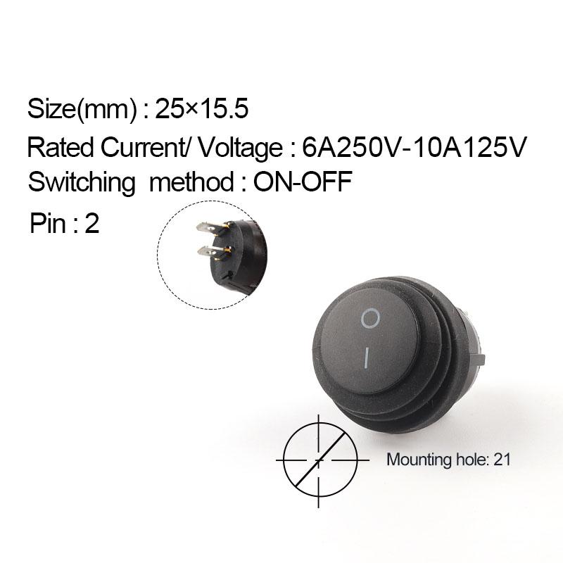 

5 шт. 25 мм водонепроницаемый SPST круглый лодочный тумблер 2/3Pin автомобильный лодочный морской кнопочный выключатель питания с подсветкой 6A/10A 250 В 5PCS