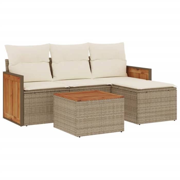 VidaXL Garden Lounge Set with Cushions 5 Pcs, Patio Sofas, Patio Furniture Set, Outdoor Furniture, Beige 3227591