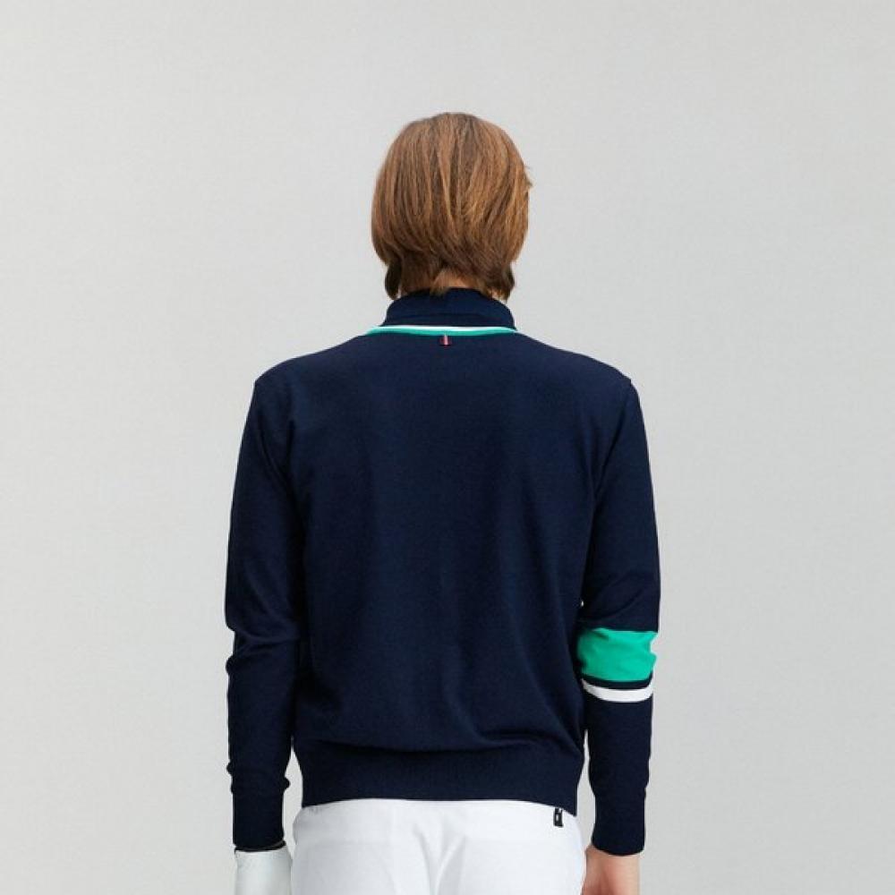 Onoff Men S Woven Color Block Cardigan Of2803ga Navy