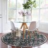 Large Ultra-thin Moroccan Trellis Round Rugs Non-Slip Washable Soft Throw Rug Vintage Circle Carpets for Living Room Bedroom