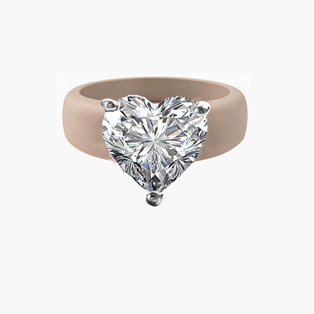 Silikonringhalter Copperthree-Kralle herzförmiger Zirkonia-Ring, minimalistischer schwerer Stil, Sport/Valentinstag/Teil 10 gray