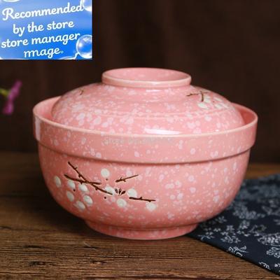 6,5 Zoll Japanische Kreative Handbemalte Keramik Tischgeschirr Abdeckschale Haushalt Instant-Nudelschale Isolierte Suppenschale mit Deckel