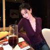 Women's Purple V-Neck Lace Splicing Long-Sleeve Slim Top - Stunning Early Autumn Fashion