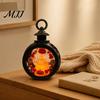 Halloween Pumpkin Lantern Retro Lantern, LED Electronic Candle Light, Vintage Party Table Centerpiece Handheld Decorative Lamp for Bar Haunted