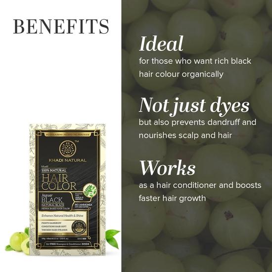 KHADI NATURAL Henna Based Hair Color | Herbal Natural Black Hair Color | Prevents Dandruff| Promotes Hair growth|Ammonia Free|150gm