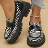 Women's Loafers Fashion Casual Zebra Stripes Loafers Shoes for Women Plus Size New Spring Autumn Round Toe Platform Female Shoes
