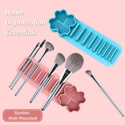 Support de séchage pour pinceaux de maquillage en silicone avec ventouse, support de séchage souple et élastique de qualité alimentaire pour pinceaux cosmétiques