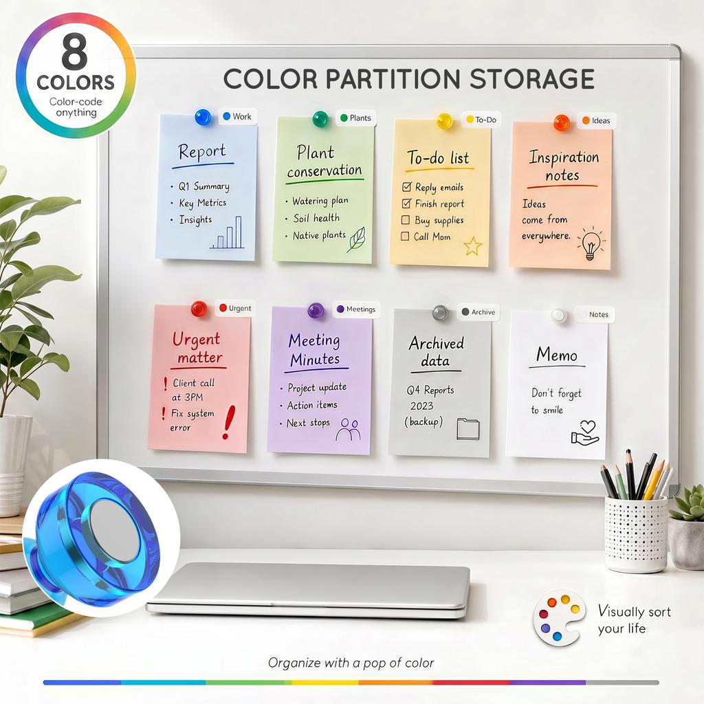 32Pcs Strong Neodymium Fridge Magnet Mini Magnet Pushpin Thumbtack Whiteboard Refrigerator Sticker Office Magnetic Cone Push Pin