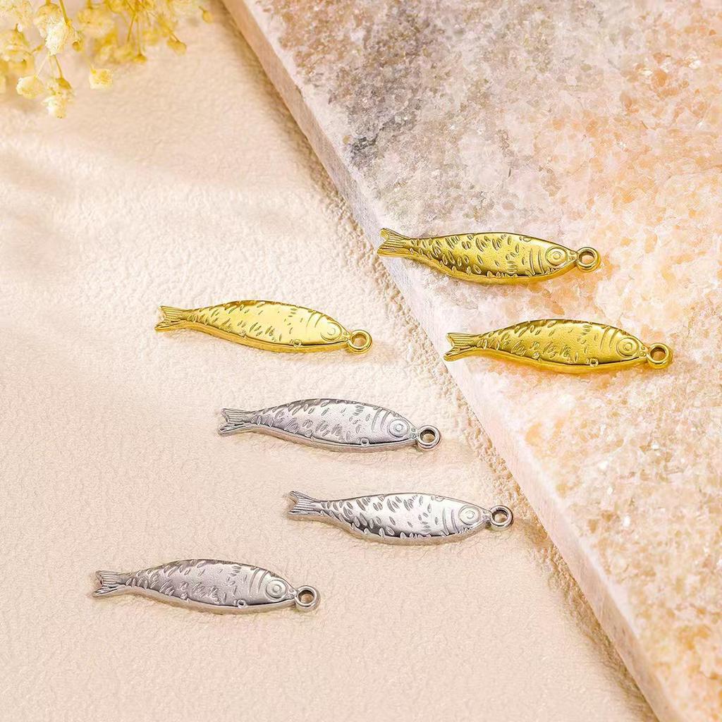 Stainless Steel Gold-Plated Fish Pendant - Durable, Handmade, Color-Retaining Jewelry Accessory