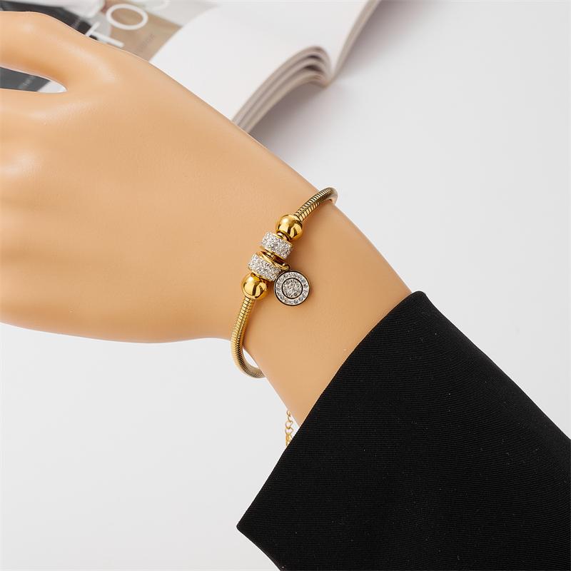 316L Stainless Steel New Fashion Fine Jewelry 4 Styles Embed Zircon Beaded Butterfly Charm Thick Snake Chain Bracelets For Women
