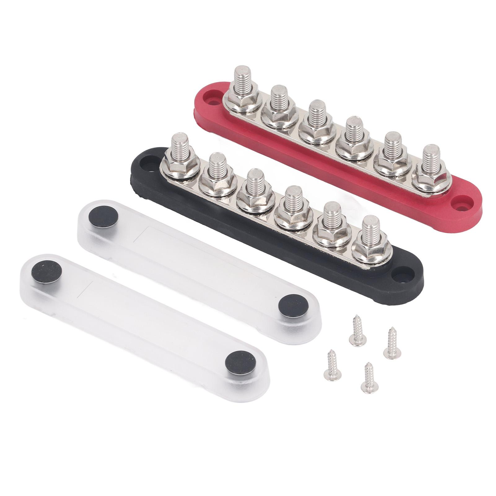 

2PCS Power Distribution Terminal Block M8 Copper Plate Stainless Steel Terminals Battery Bus Bar 150A 300VAC 48VDC