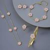 4Pcs High Quality Five Leaf Flower Botanical Jewelry Set Bracelet Necklace Earrings Bnagles Classic for Women Jewelry Clover