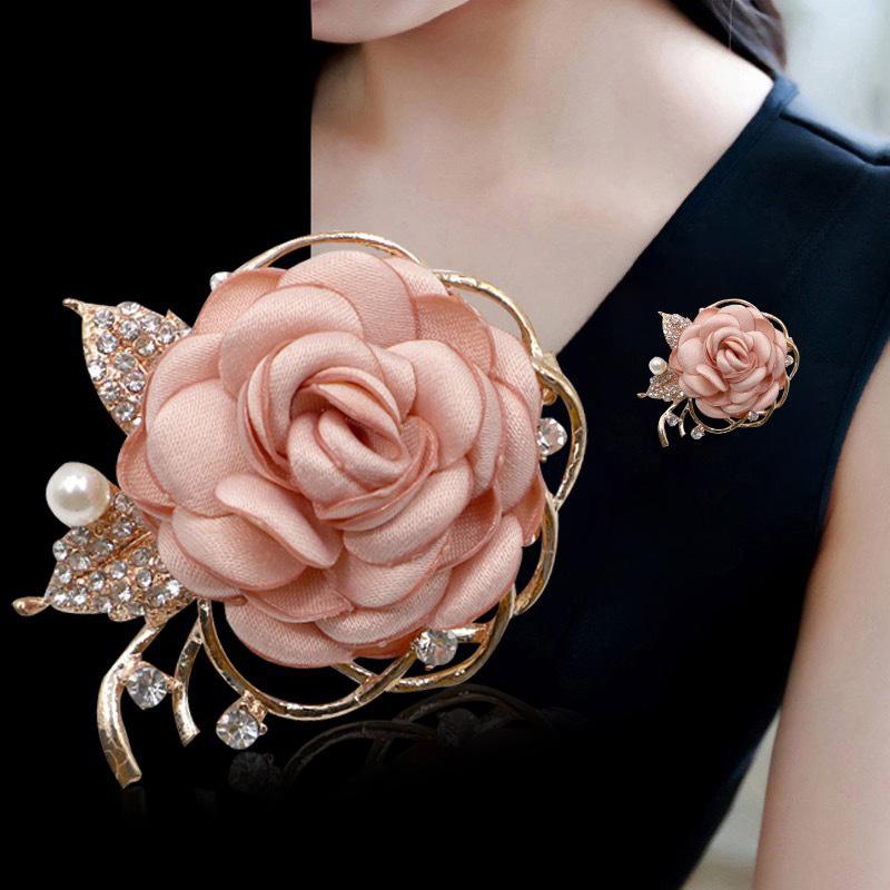 1Pc Pearl Women Botanical Pins Casual Fabric Mother's Day Gift Party Accessories Brooches Rose Flower