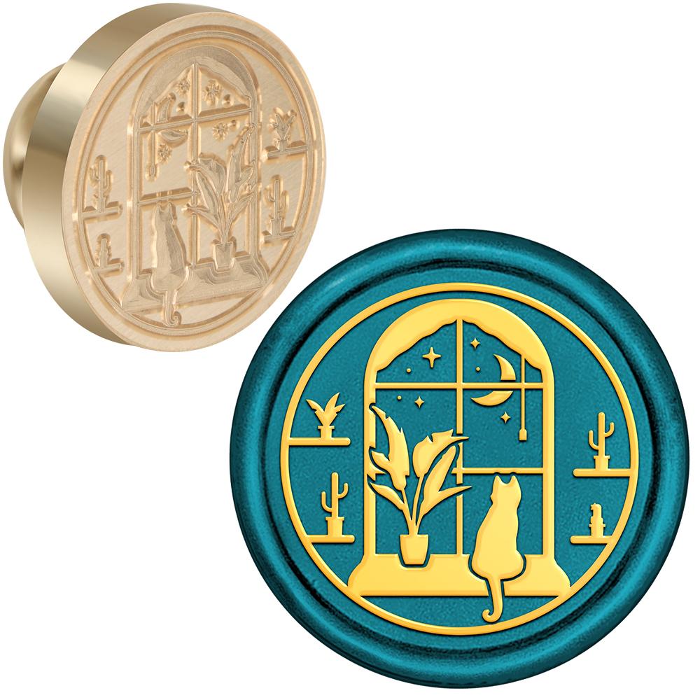 Cat Series Wax Seal Stamp Animals Pattern Sealing Wax Stamp 25mm Removable Brass Head for Envelope Card Package Decoration