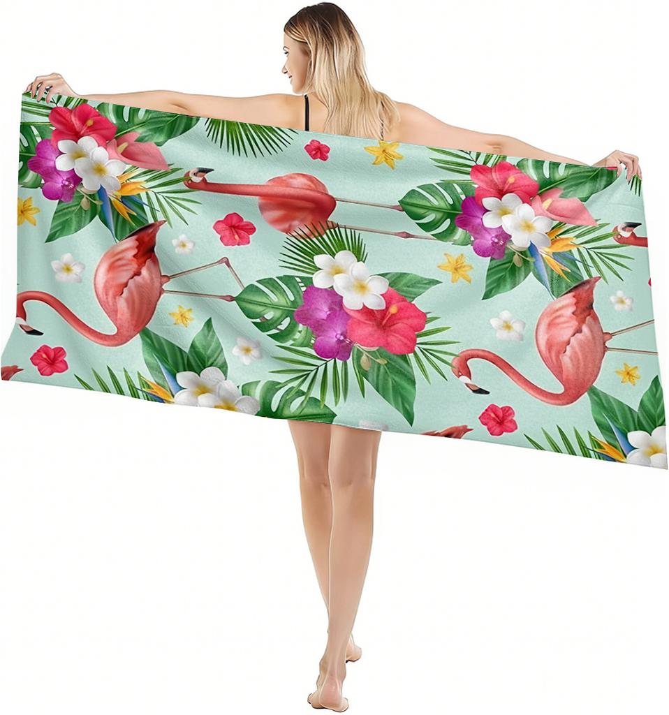 1 Stück Handtuch Tropischer Stil Dekorative Illustration Geschenke für Freunde Schnelltrocknendes Strandtuch Für Yoga Tourismus Strand GYM Camping Schwimmen
