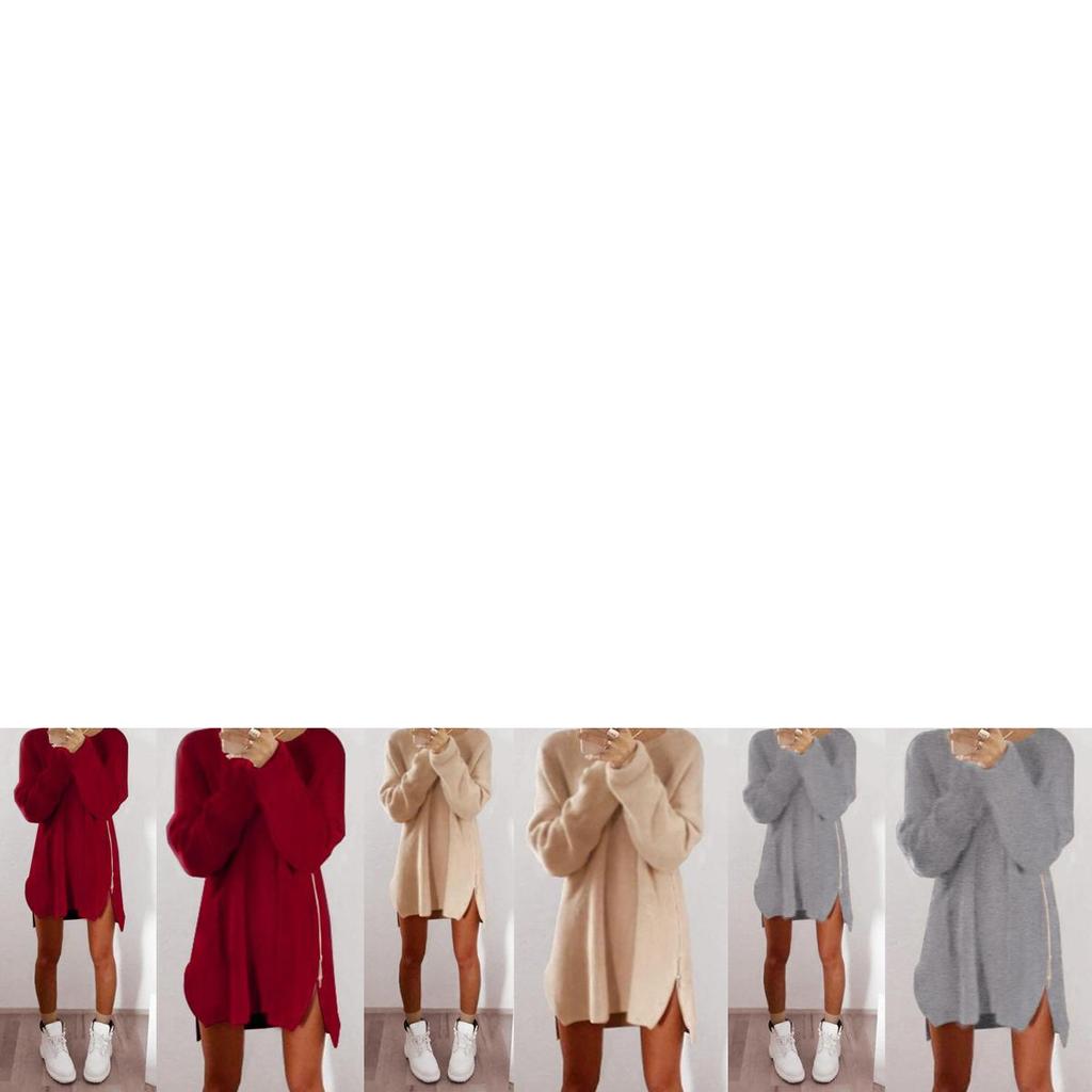 Luxurious Womens Jumper Knitted Sweaters Dress With Solid Casual Long Sleeves