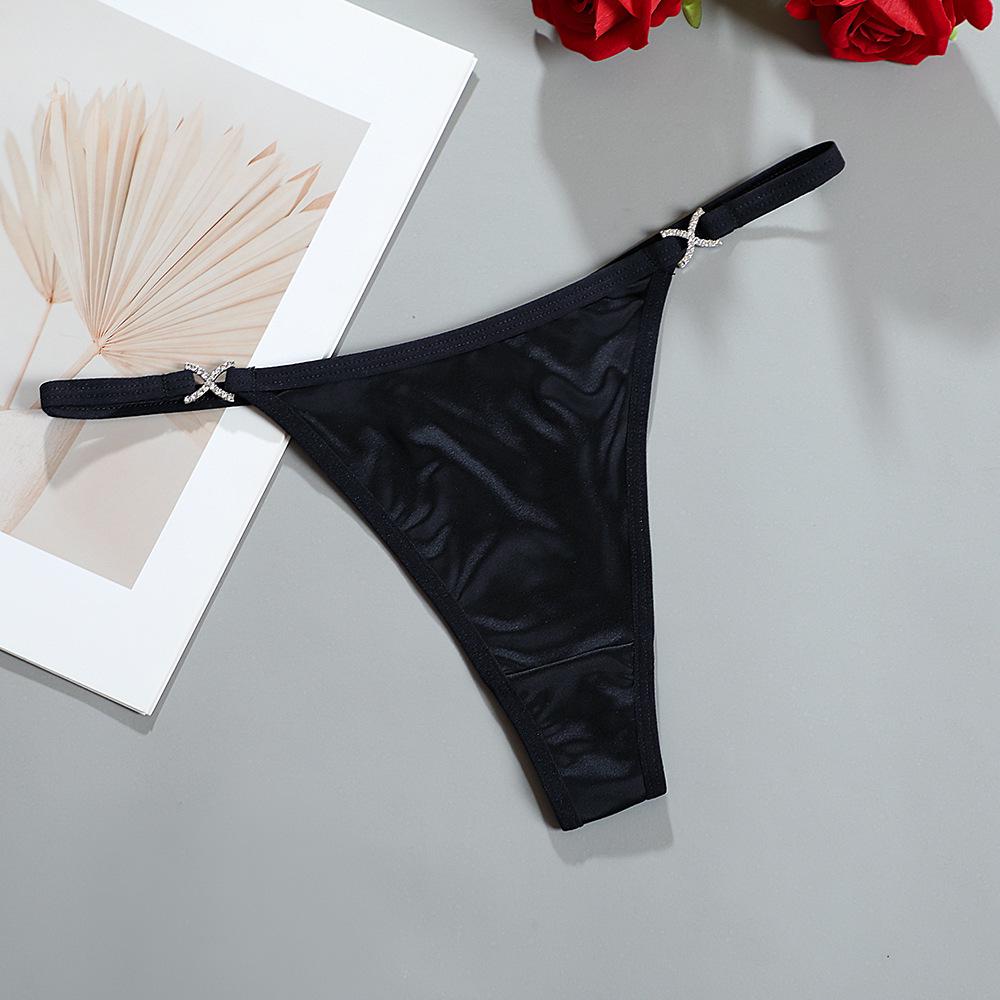 French Luxury Low-Waist Satin Thong: Nude-Feel, Breathable, with Cotton Crotch & Thin Straps - Women's 995