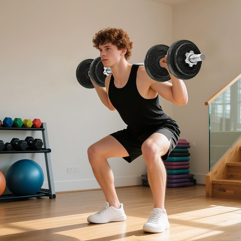 Dumbbell Set 2-in-1 Dumbbells Barbell Adjustable Up To 20 KG with Non-Slip Grip for Home Strength Training, Gray