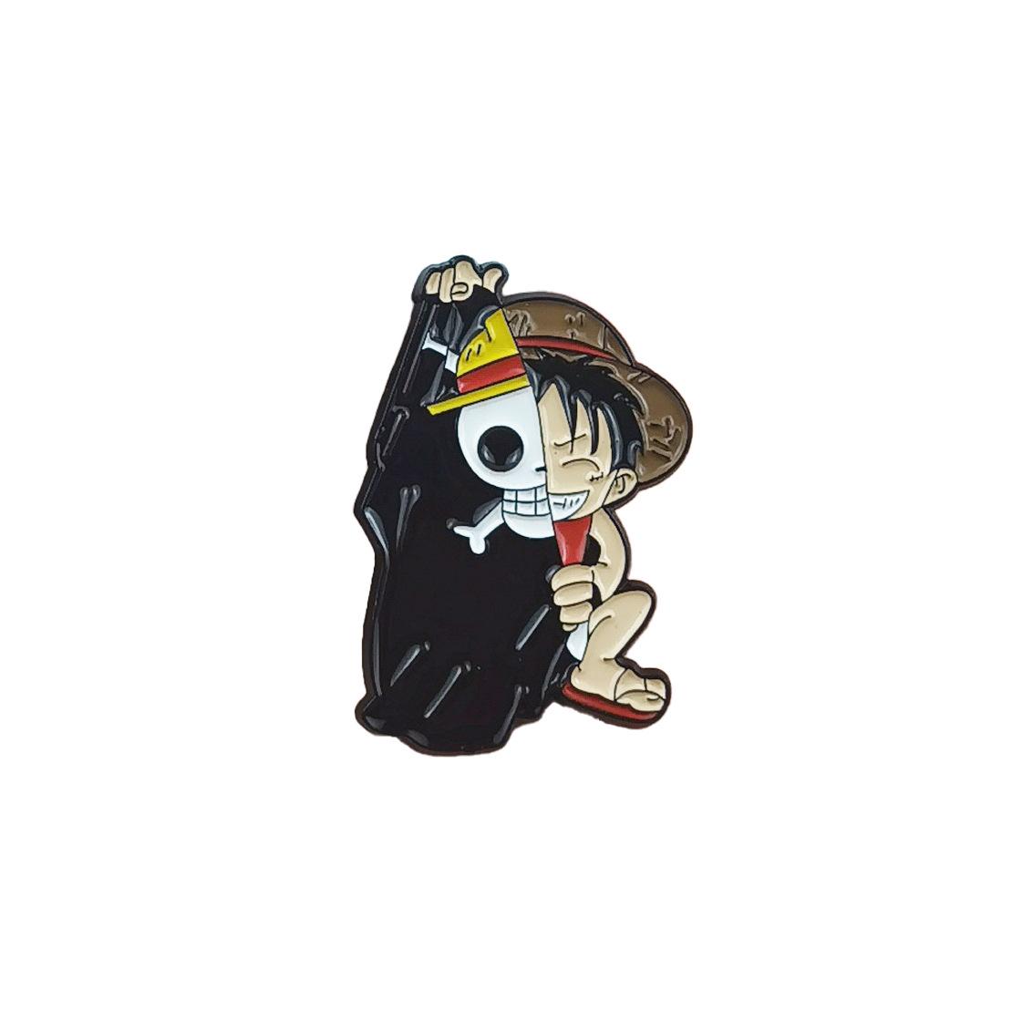 One Piece Luffy Cartoon Anime Alloy Badge – Creative Brooch with Drip Oil Design