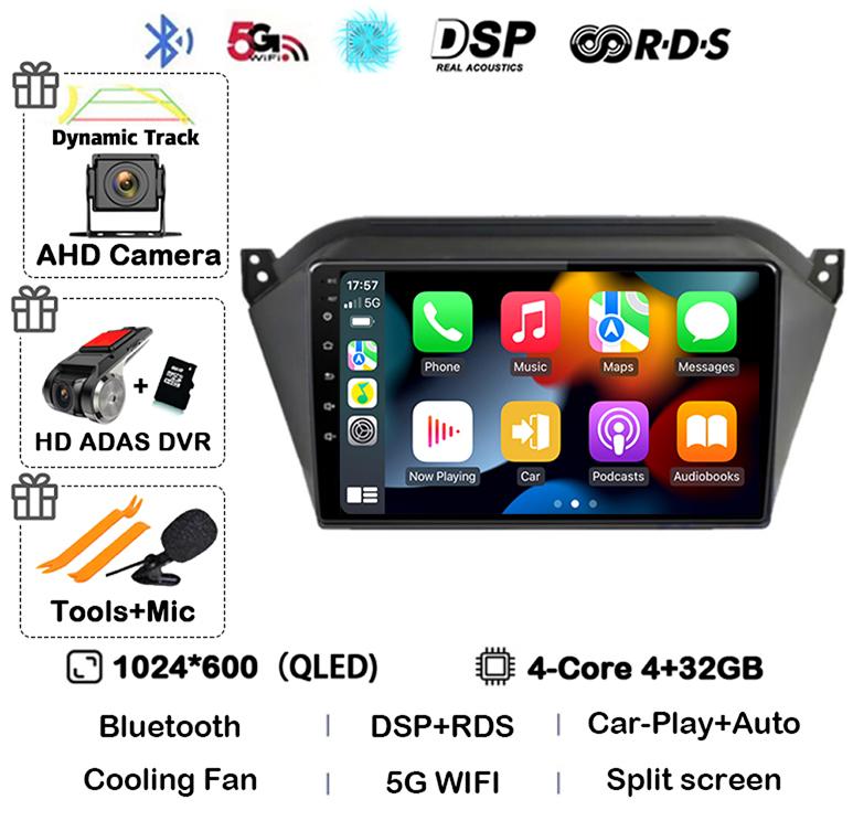 Android 14 Wireless Carplay Auto WIFI+4G For JAC S2 t40 2015 2016 2017 2018 Car Radio Video Player GPS Multimedia Stereo Audio
