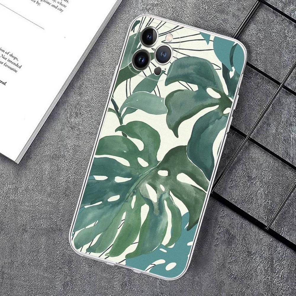 Leaves Monstera Green Phone Case For IPhone 14 11 12 13 Mini Pro XS Max Cover 6 7 8 Plus X XR SE 2020 Funda Shell