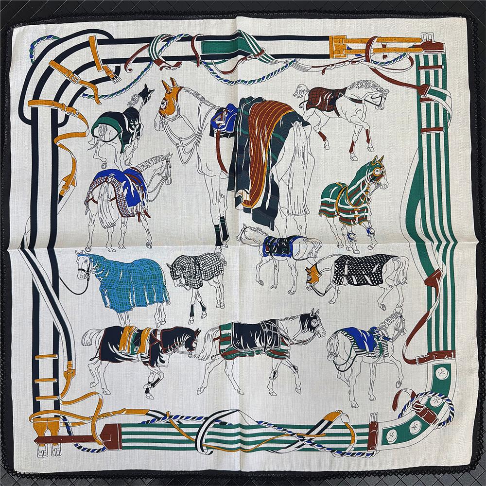 POBING Curled Cotton Silk Scarf Women Double Side Printed Square Scarves Wraps Echarpes Foulards Femme Hijabs 66CM