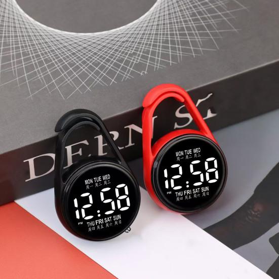 Examination Keychain Digital Watch Pocket LED Touch Watch Portable Clip-On Watch for Belt Backpack Students School Exams